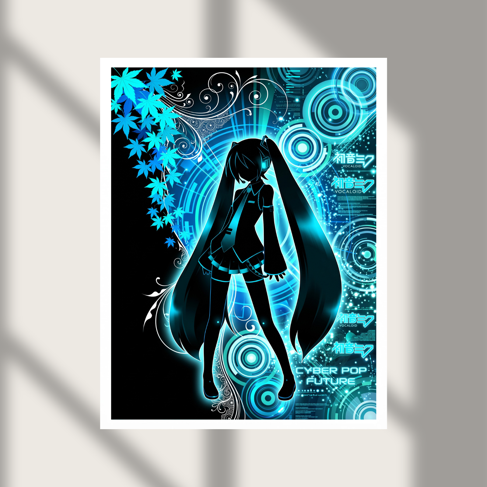 Hatsune Miku Blue Pulse Y2K Frutiger Aero Anime Poster Print