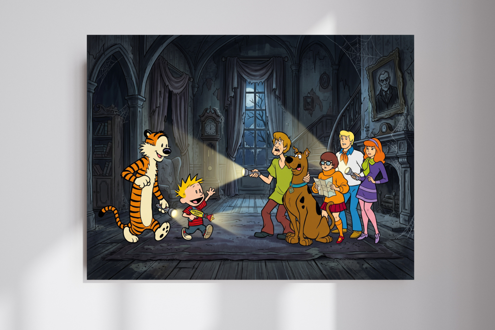 Calvin and Hobbes Meet Scooby Doo Mystery Inc Wall Poster Print