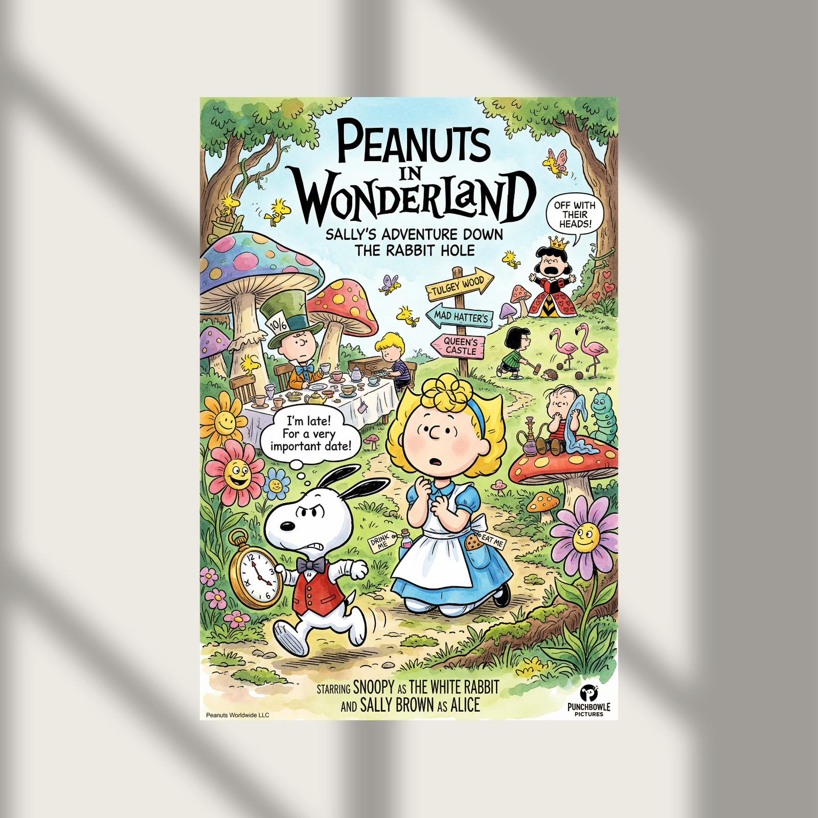 Alice In Wonderland Snoopy Peanuts Parody Movie Wall Poster Photo Print