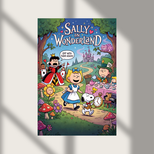 Alice In Wonderland Snoopy Peanuts Parody Movie Wall Poster Photo Print