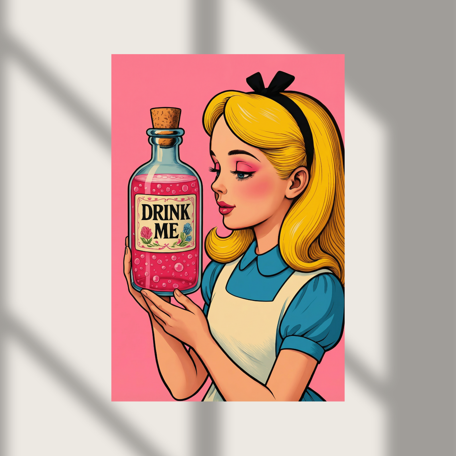 Drink ME Alice in Wonderland Blonde Girl Wall Canvas Poster Photo Prints