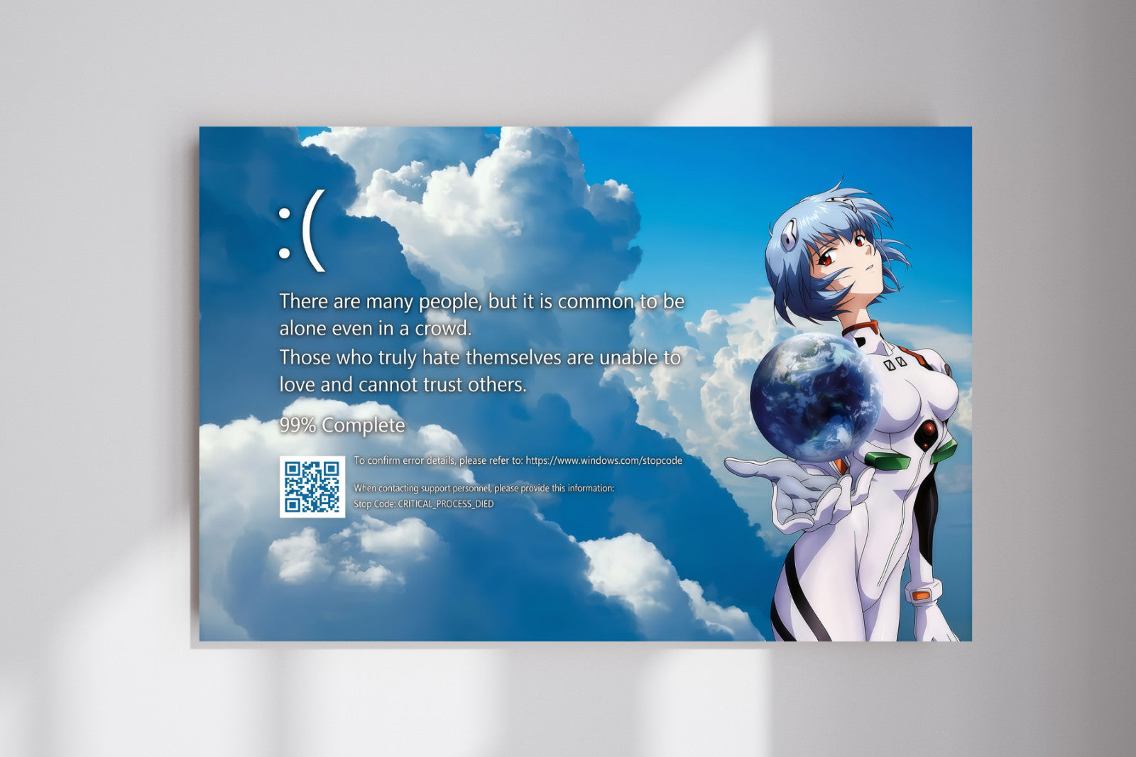 Frutiger Aero Windows Error Rei Ayanami Evangelion Anime Wall Poster Photo Print