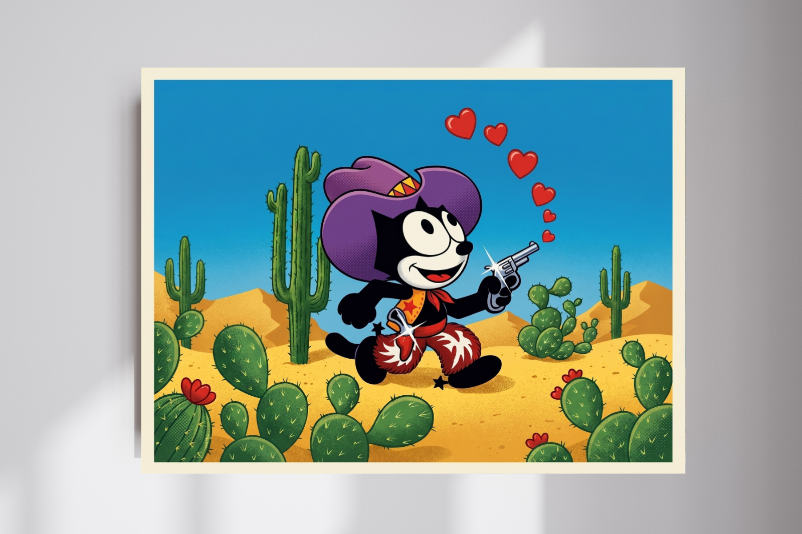 Felix The Cat Cowboy Felix Western Vintage Matte Poster Photo Print