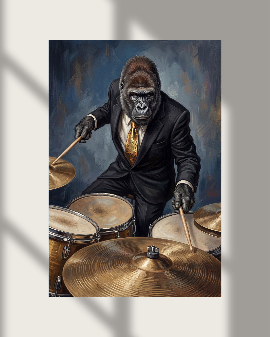 Gorilla Jazz Drummer Music Wall Poster Photo Print