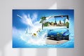 Frutiger Aero Aqua Splash Travel Home Decor Wall Poster Photo Print