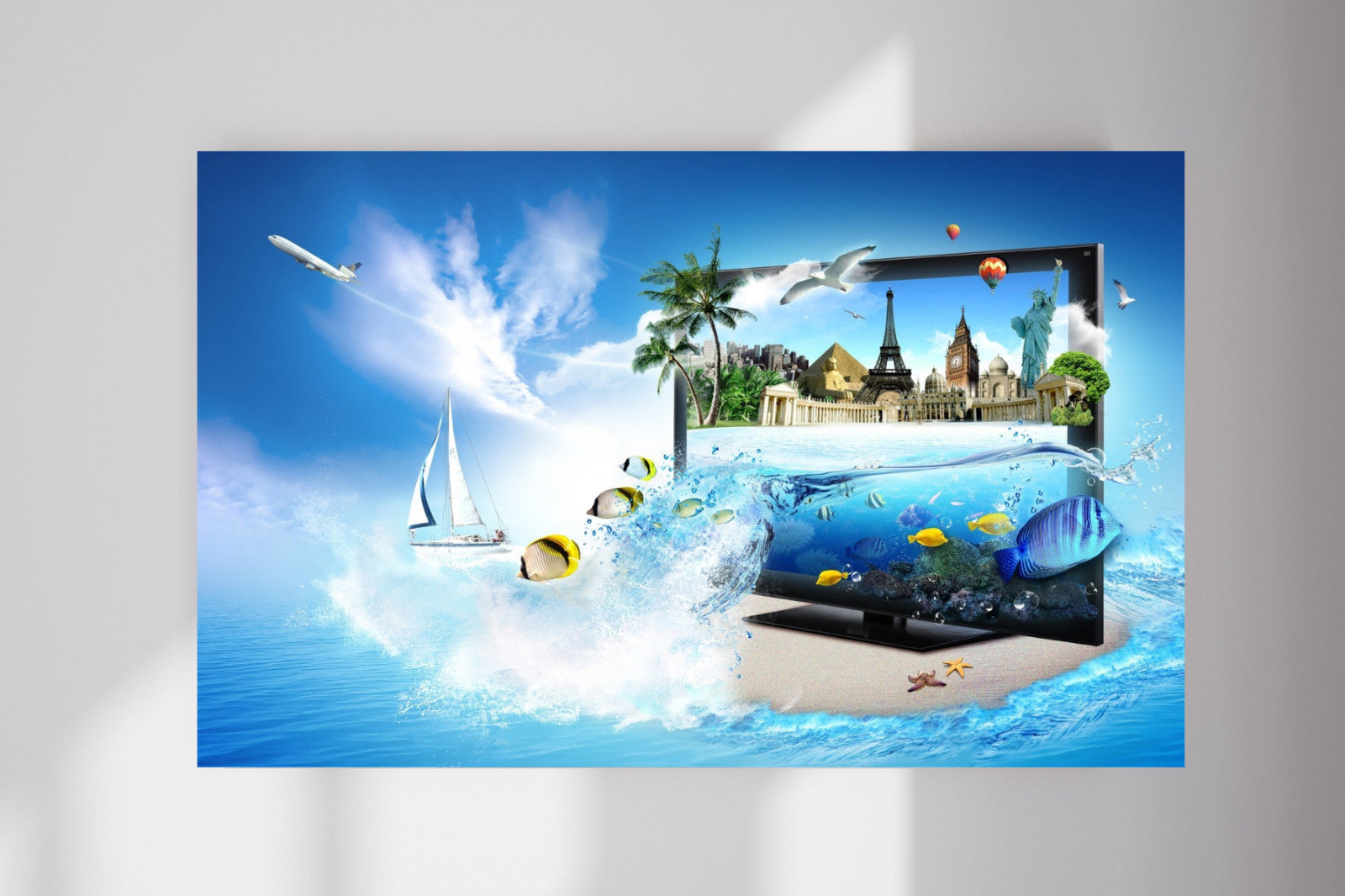 Frutiger Aero Aqua Splash Travel Home Decor Wall Poster Photo Print