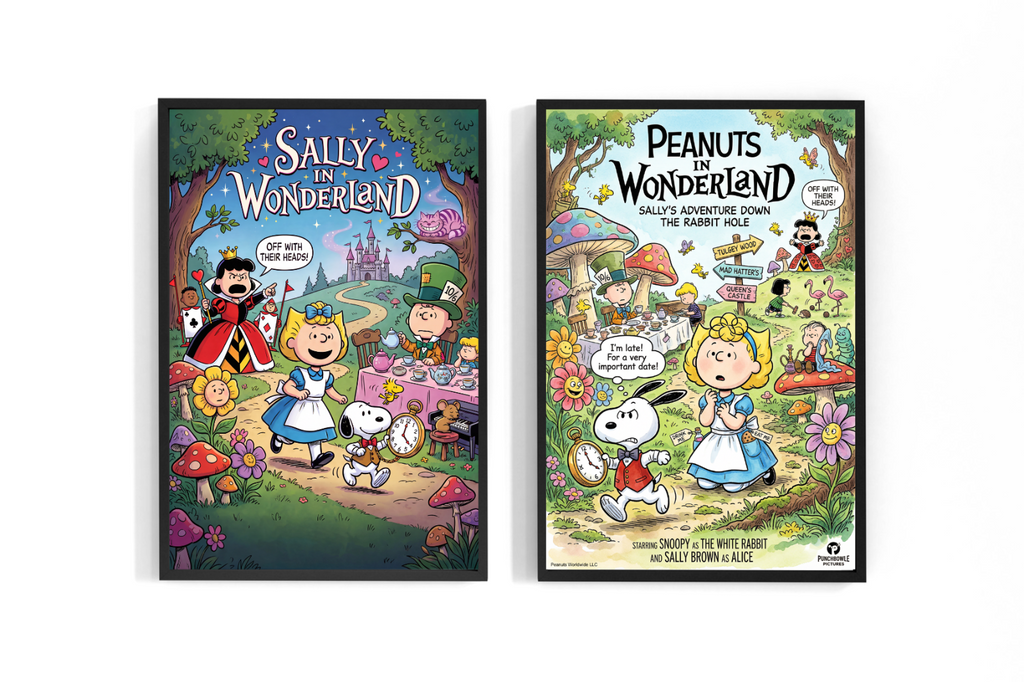 Alice In Wonderland Snoopy Peanuts Parody Movie Wall Poster Photo Print