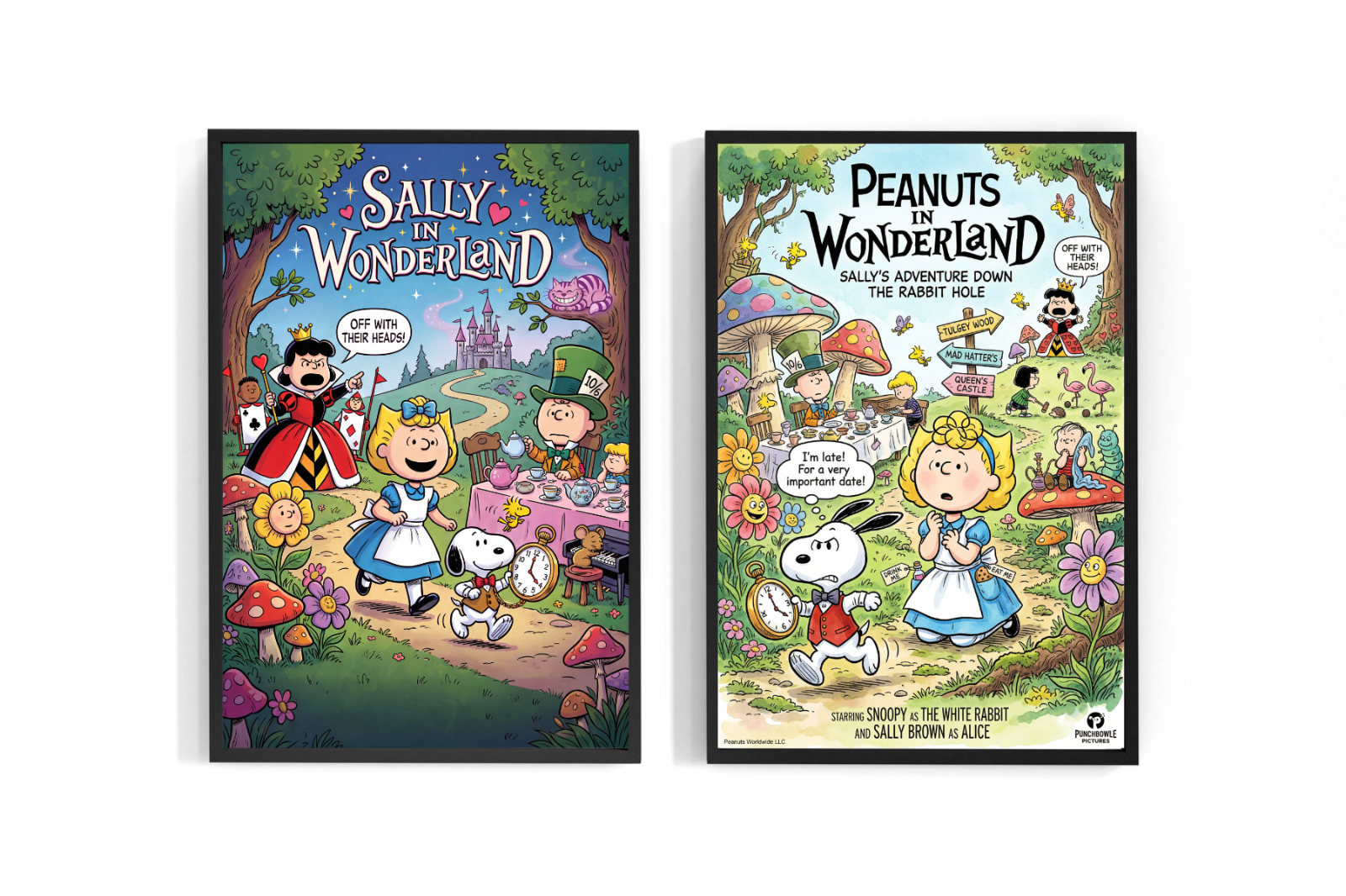 Alice In Wonderland Snoopy Peanuts Parody Movie Wall Poster Photo Print