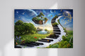 Frutiger Aero Dreamy Piano Surreal Fantasy Landscape Poster Photo Print