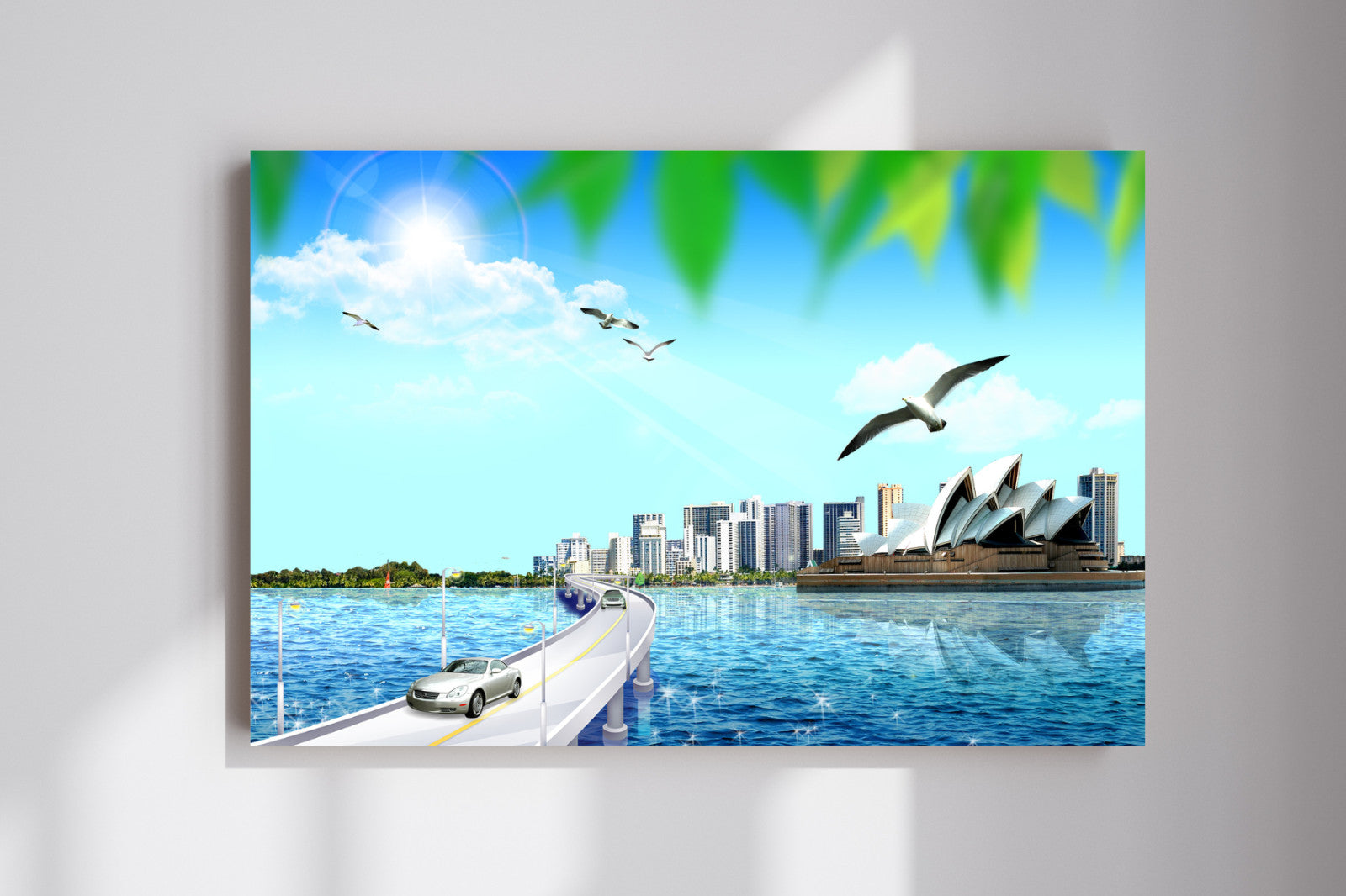 Frutiger Aero Sunny Sky Sydney Australia City Skyline Y2K Poster Print