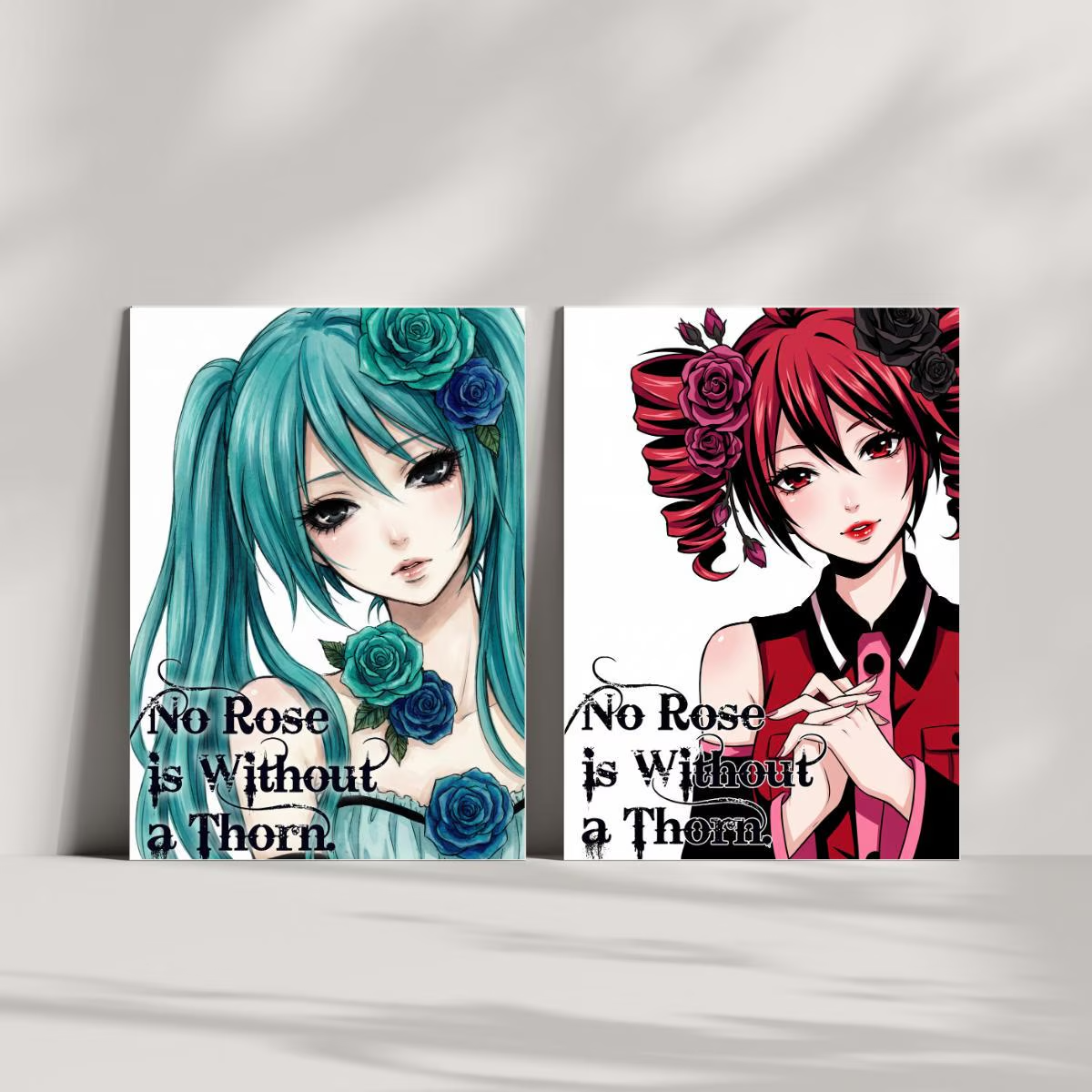 Hatsune Miku Teto Kasane Love Roses Y2K Frutiger Aero Anime Poster Print