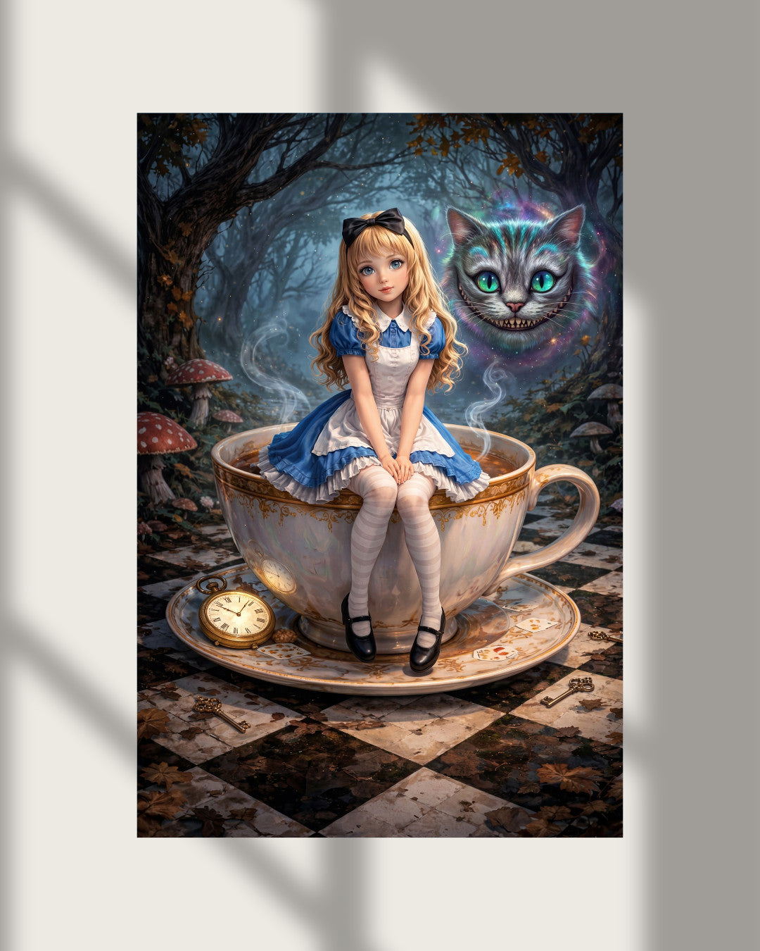 Alice in Wonderland Petite Alice Cheshire Cat Tea Cup Poster Photo Print