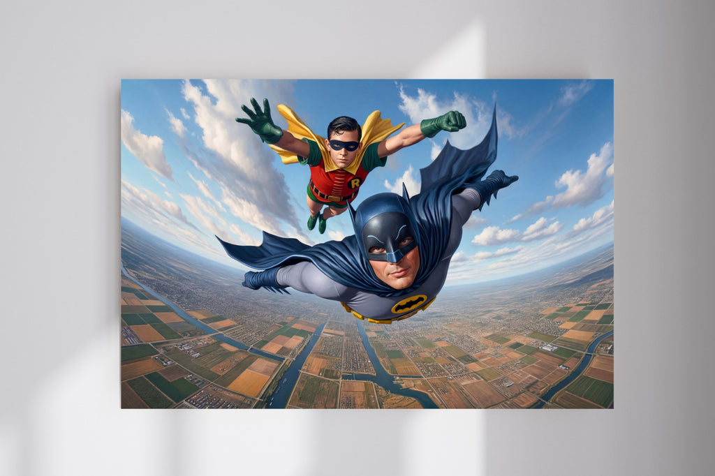 Adam West Batman and Robin Sky High Adventure Wall Poster Photo Print