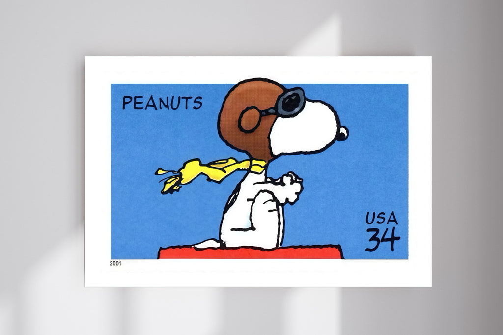Snoopy Red Baron Peanuts Postage Stamp Wall Poster Photo Print