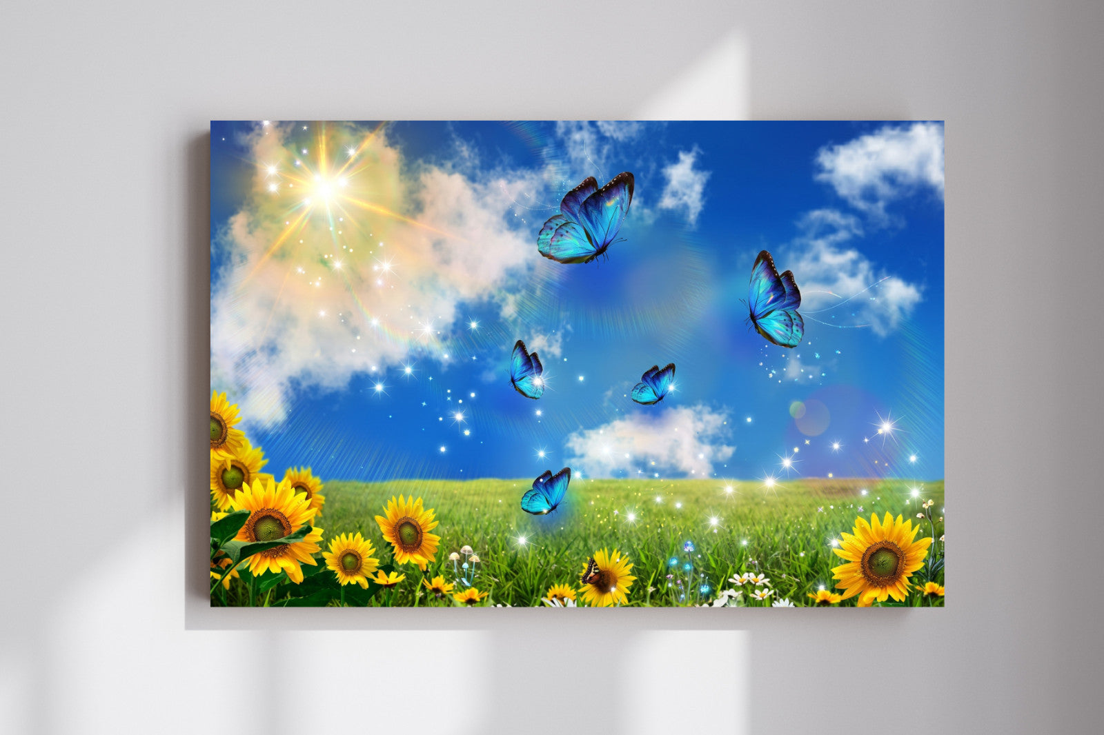 Frutiger Aero Whimsical Magical Butterfly Sunflower Summer Poster Photo Print