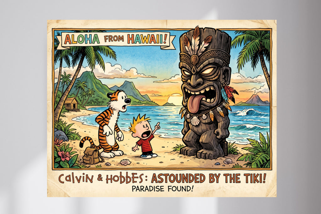 Calvin and Hobbes The Great Tiki Hawaii Cartoon Wall Poster Print
