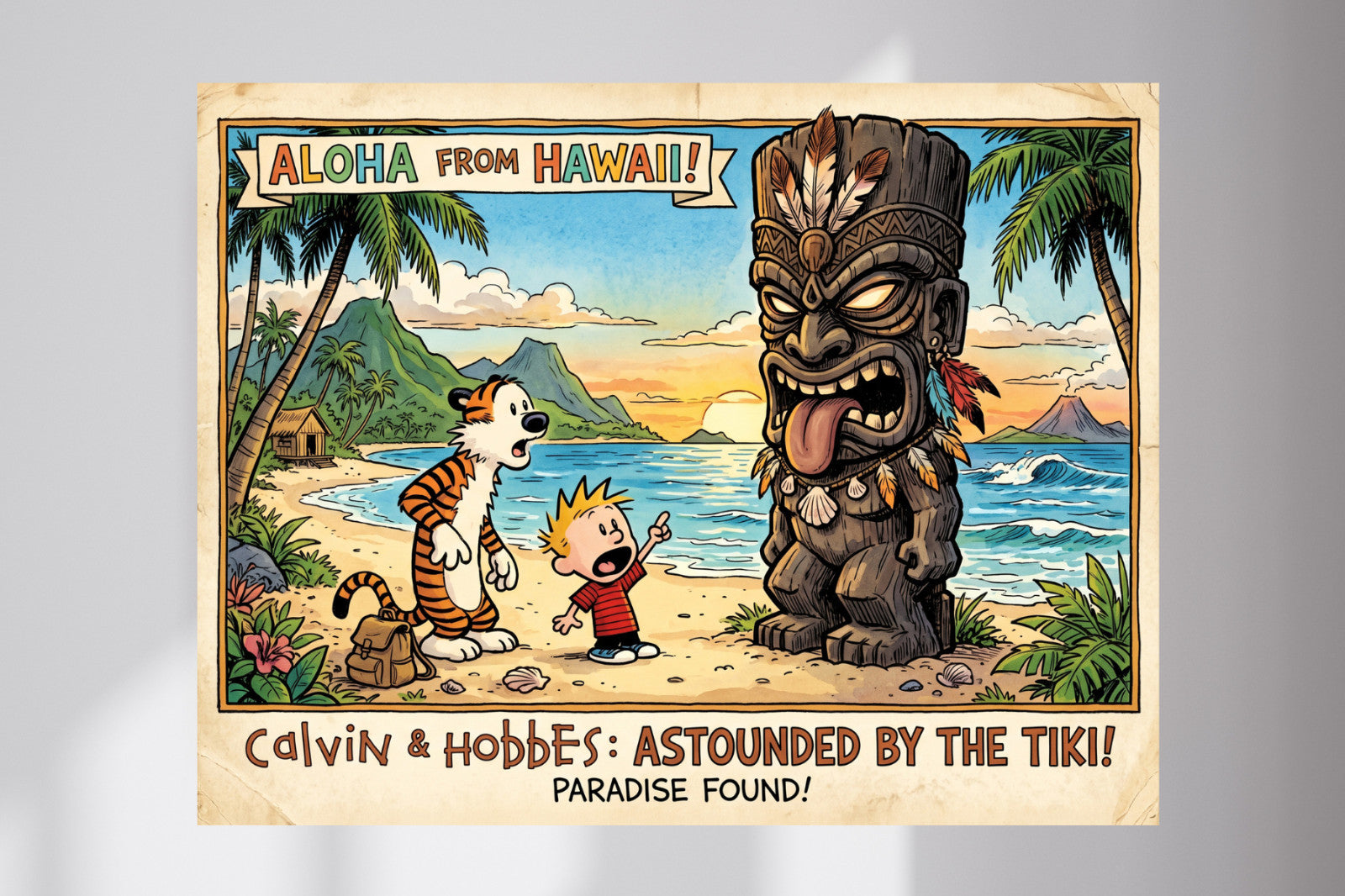 Calvin and Hobbes The Great Tiki Hawaii Cartoon Wall Poster Print