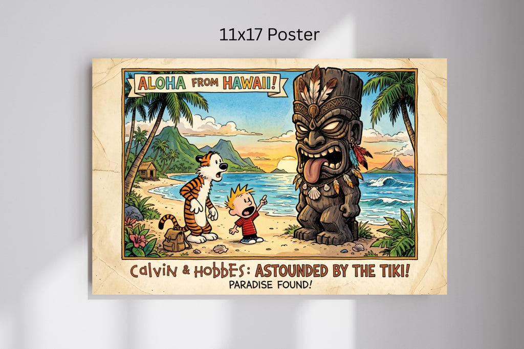 Calvin and Hobbes The Great Tiki Hawaii Cartoon Wall Poster Print