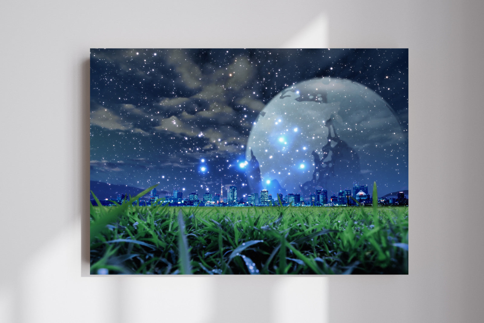 Frutiger Aero Starry Night Sky Nature City Skyline Anime Y2K Poster Photo Print